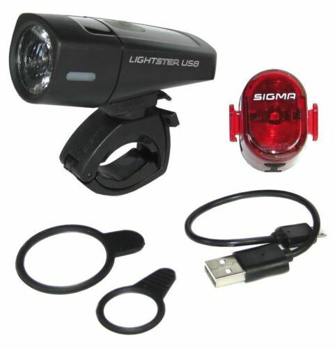 SIGMA Fahrrad LED-Akku Beleuchtungsset Lightster USB/ Nugget II 32 LUX mit StVZO