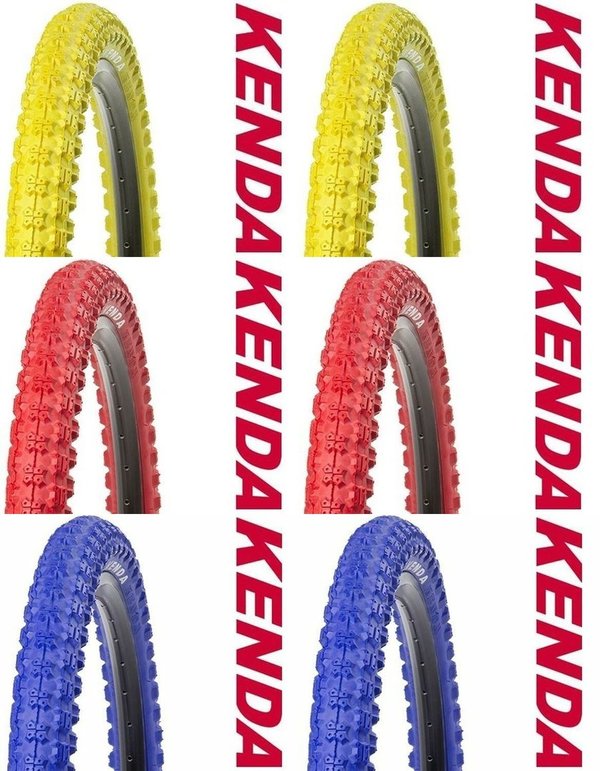 2x Kenda 20" BMX Reifen K-51 20x2.25 (58-406) Kinder BMX Fahrradmantel gelb,rot,blau