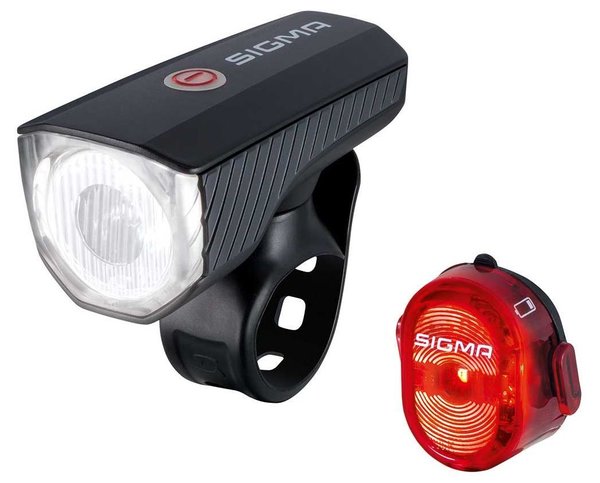 SIGMA LED Aura 40 Fahrrad Beleuchtungs Set USB Nugget II USB 40 LUX mit StVZO