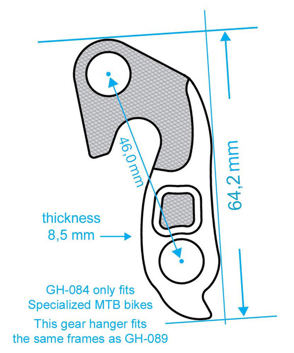 Fahrrad Schaltauge GH-084 für  für Specialized Modelle mit Schraubensatz Aluminium
