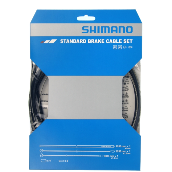 Shimano Bremszug-Set Road/MTB Stahl für VR und HR Bremse Birnen- und Walzennippel 9 Teilig