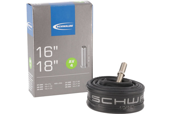 Schwalbe Fahrradschlauch AV4 16"/ 18" Autoventil 16x1 1/8 / 18x1.35 - 400x35A