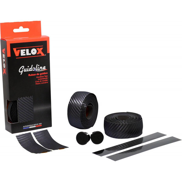Velox Fahrrad Lenkerband Carbon Optik 2 Rollen Inkl. Lenkerstopfen & Abschlussbänder schwarz