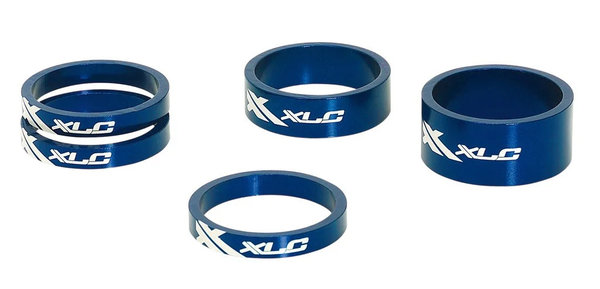 XLC A-Head Spacer-Set AS-A02, 3 x 5, 1 x 10, 1 x 15mm, 1 1/8" blau Aluminium