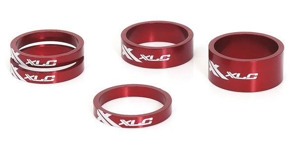 XLC A-Head Spacer-Set AS-A02, 3 x 5, 1 x 10, 1 x 15mm, 1 1/8" Rot Aluminium